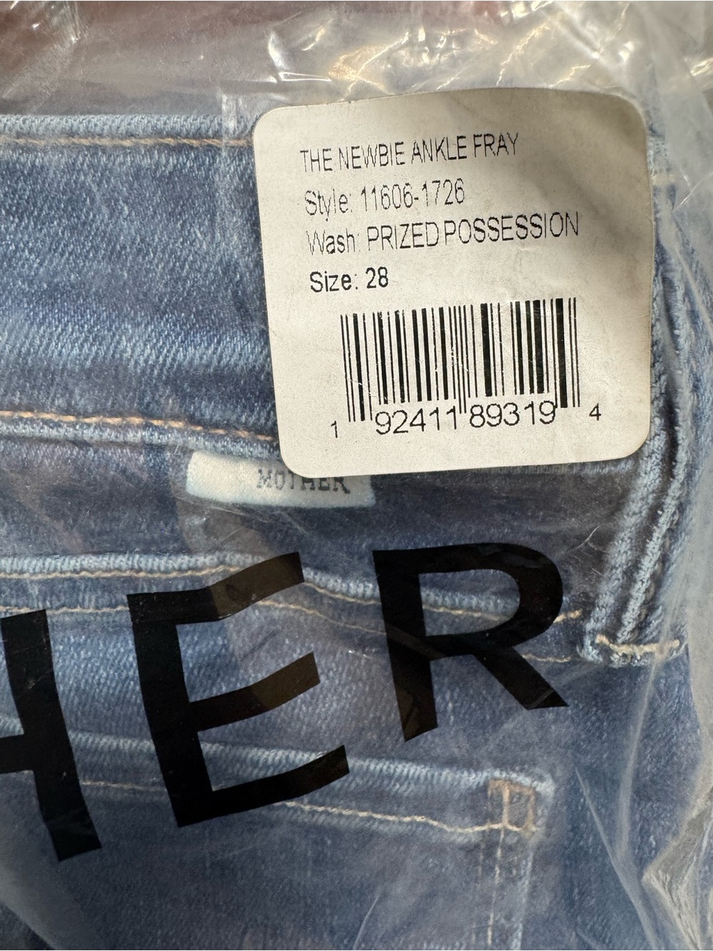 Mother The Newbie Ankle Fray Jeans Prized Possession Sz 28 New Mid Rise Straight - Picture 8 of 8